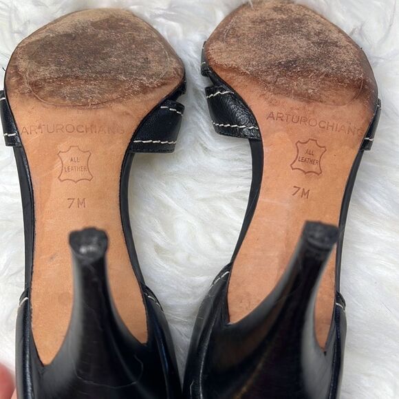 Arturo Chiang leather open peep toe heel - Picture 6 of 6